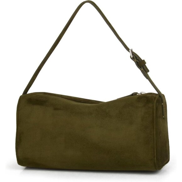 Handbags - women Olive Suede Leather Smal Crossbody Hobo Shoulder Bag with Adjustable strap